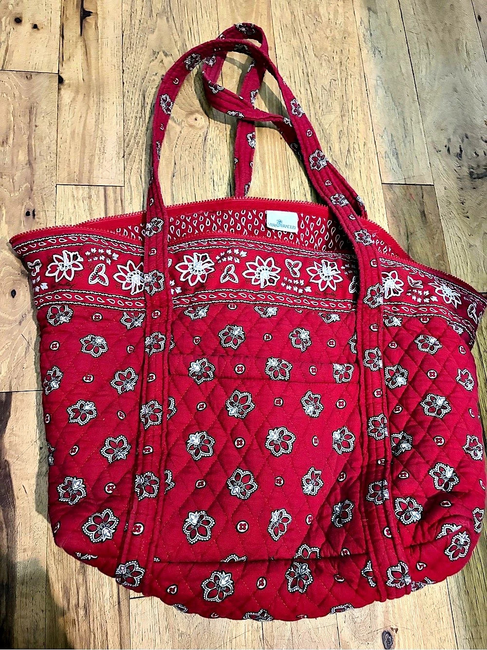 Vera Bradley Vintage Red Bandana Tote Bag Red & White Paisley
